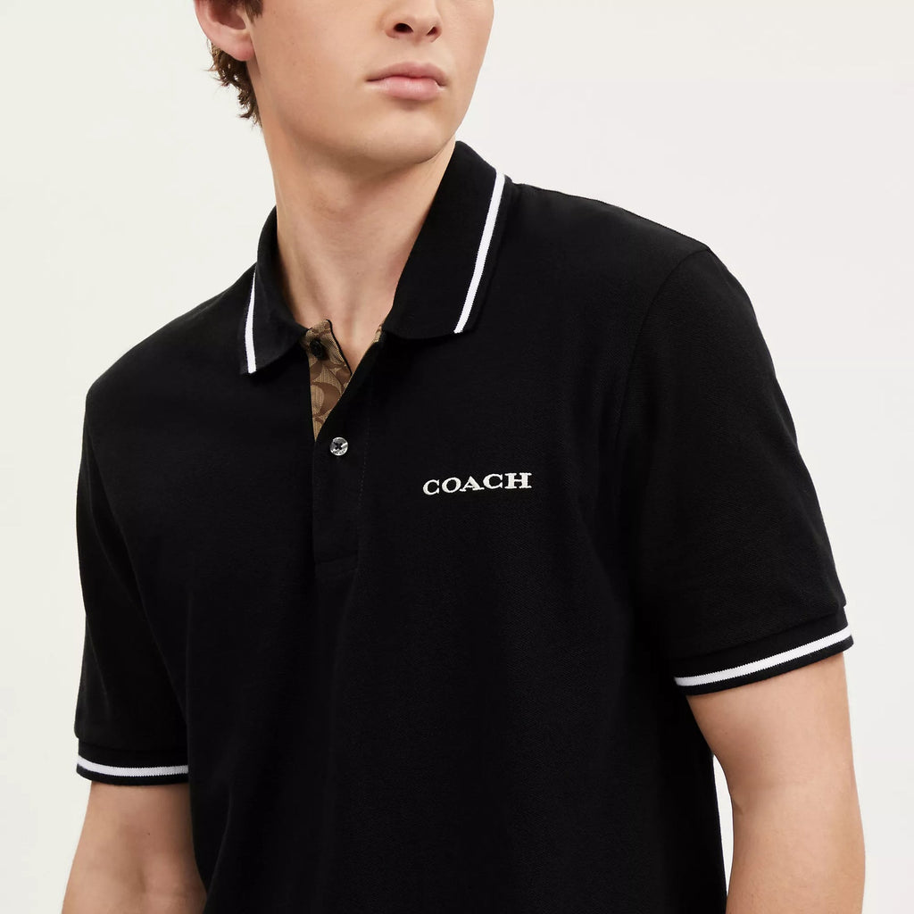 COACH Classic Black Polo with Contrast Trim