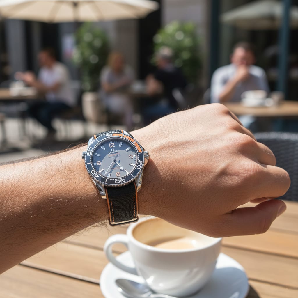 OMEGA Radiant Coral Diver's Watch with Midnight Slate and Ember Strap  (IMPORTED)