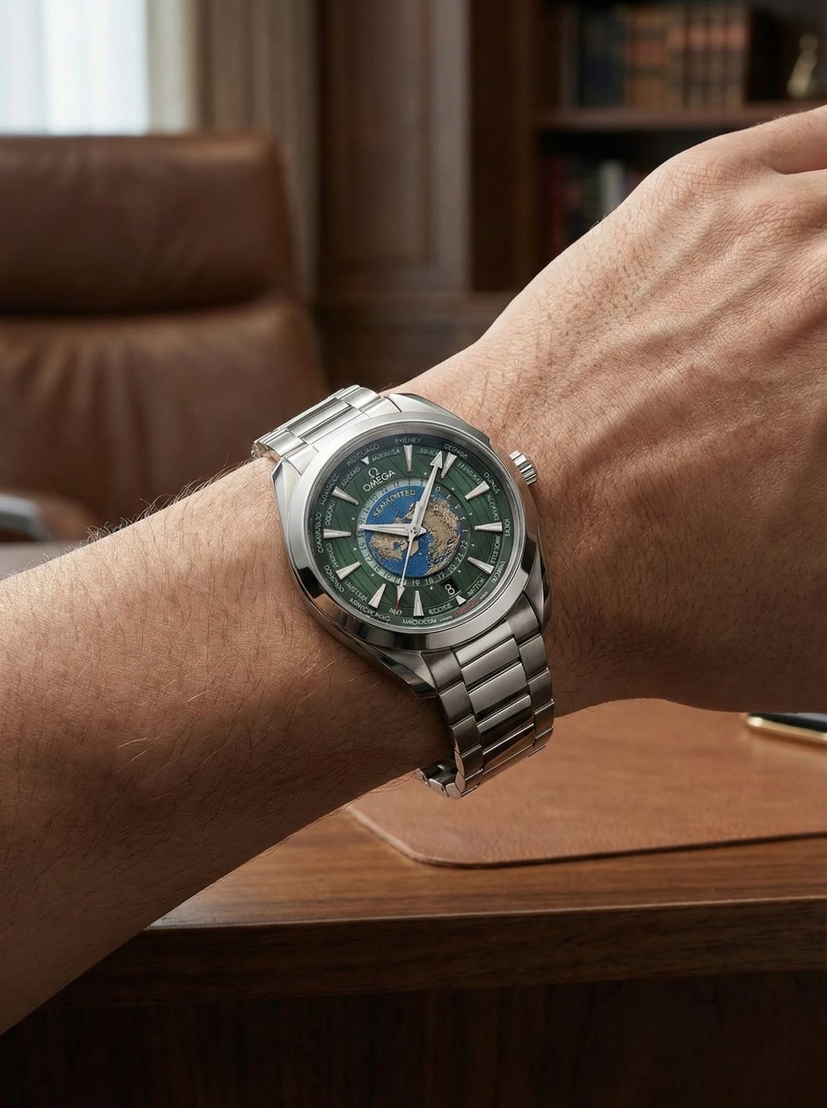 OMEGA Enchanted Emerald Global Timepiece with Lush Forest Dial