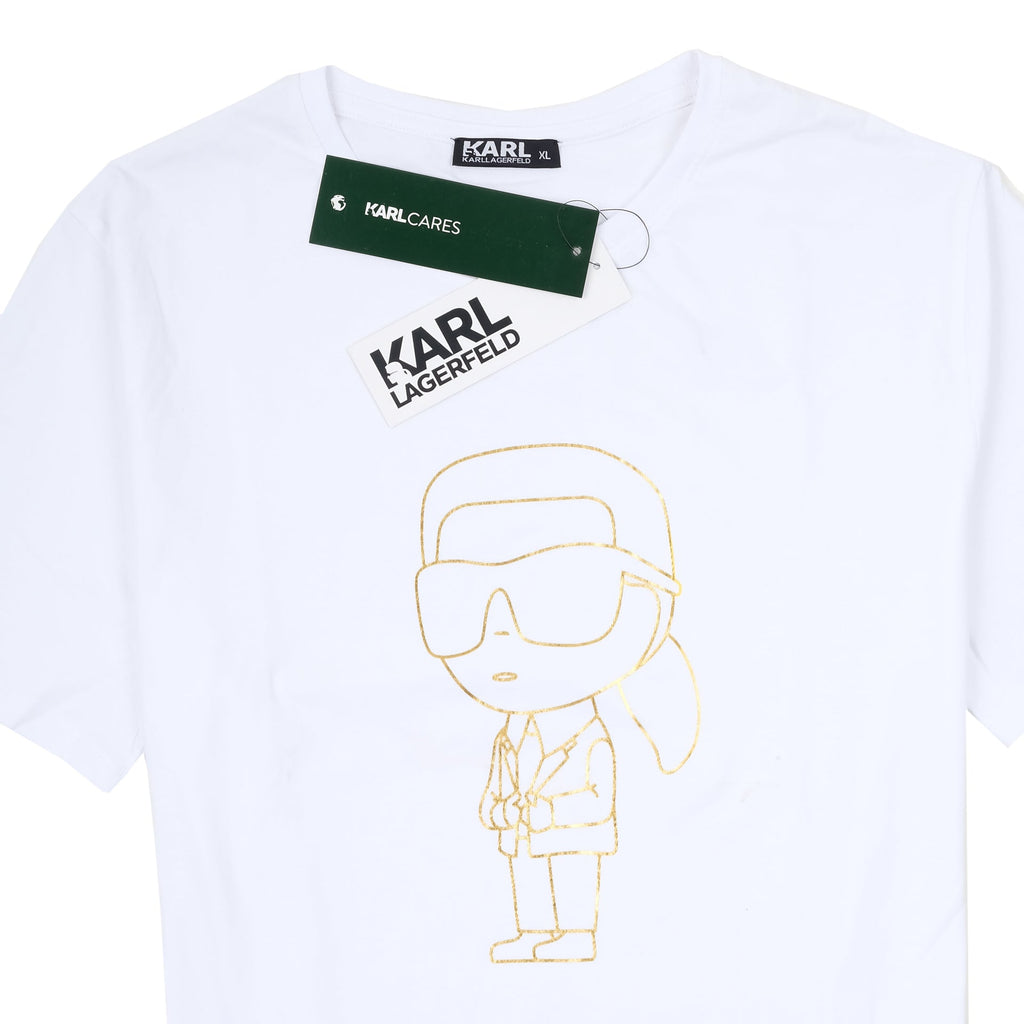 KARL LAGERFELD Pure Snow Graphic Embroidered Short Sleeve Tee