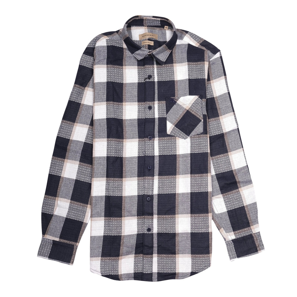 BURBERRY Twilight Indigo Checkered Casual Long Sleeve Shirt