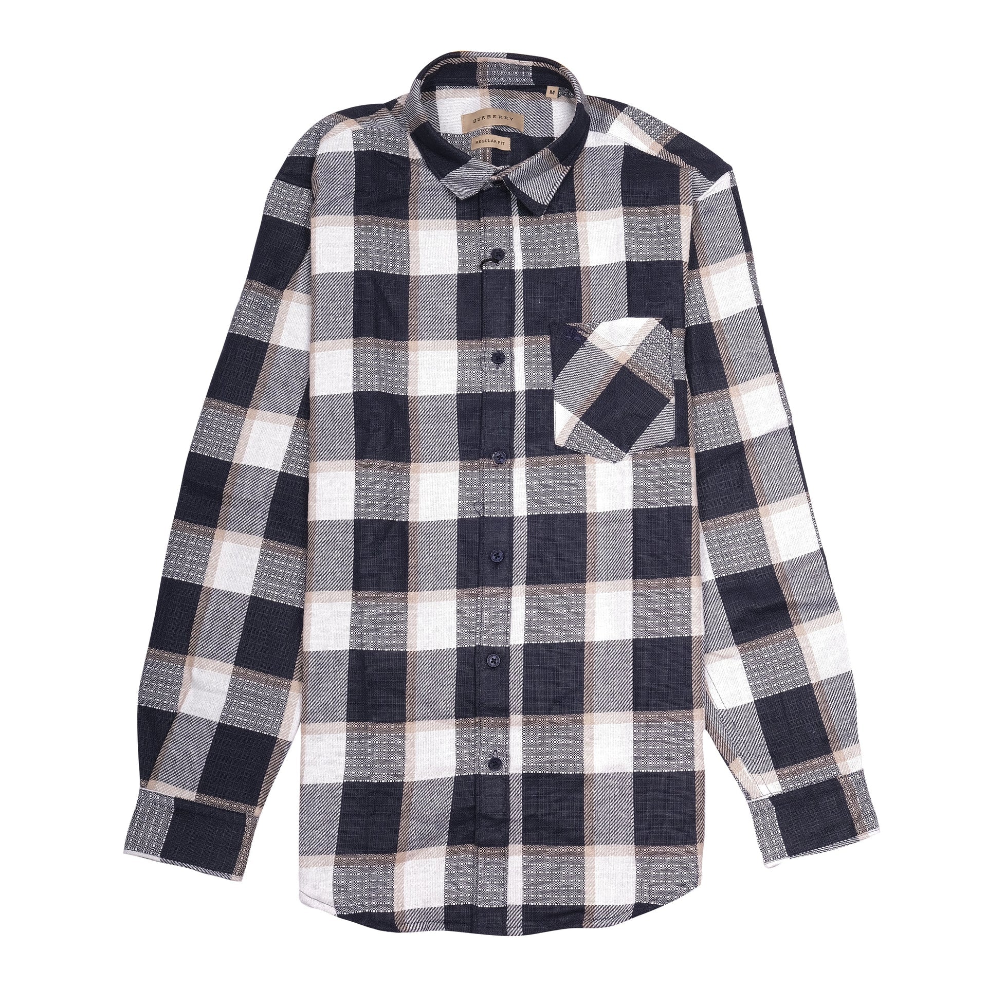 BURBERRY Twilight Indigo Checkered Casual Long Sleeve Shirt