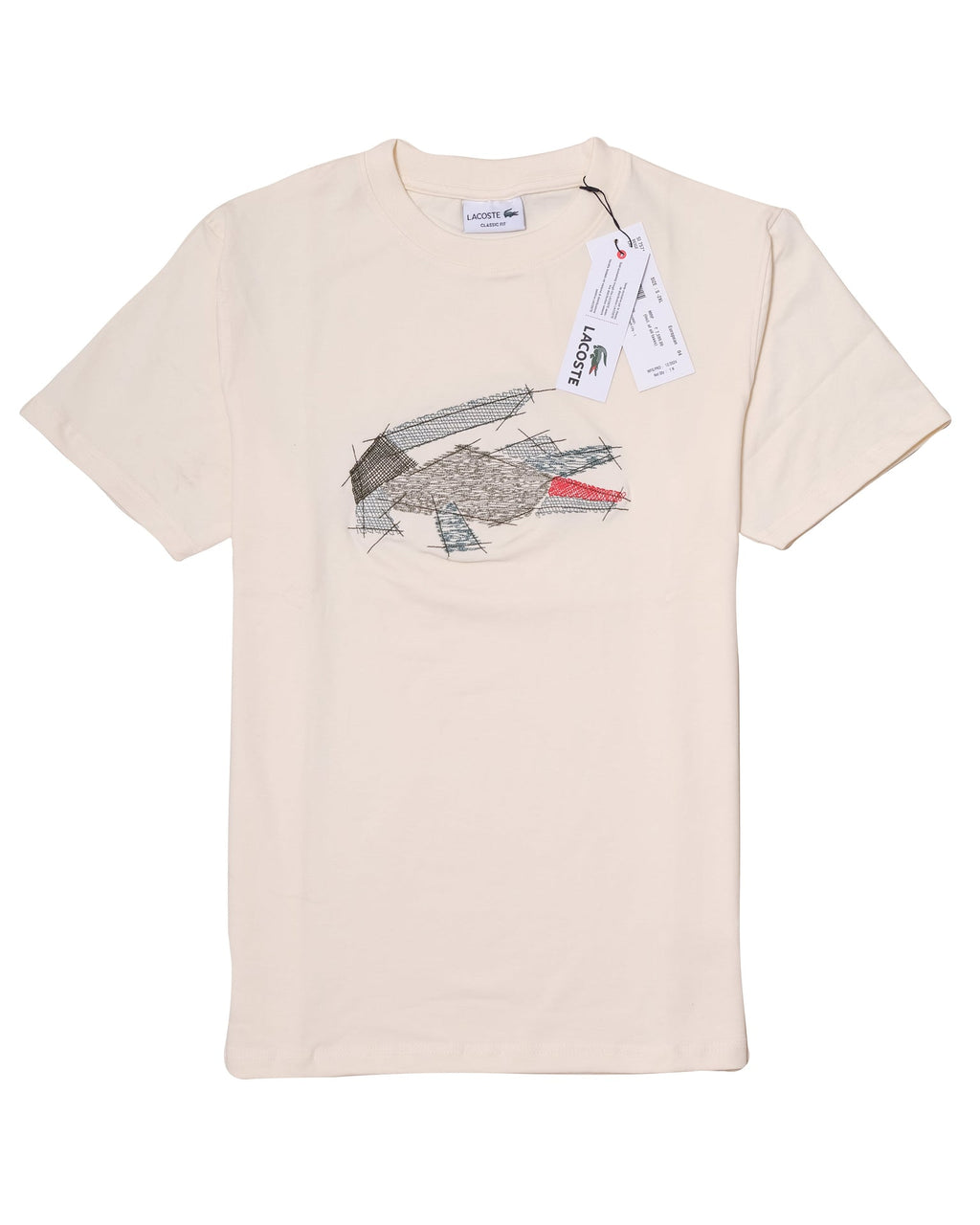LACOSTE Creamy Canvas Slim Fit Graphic Crewneck Tee