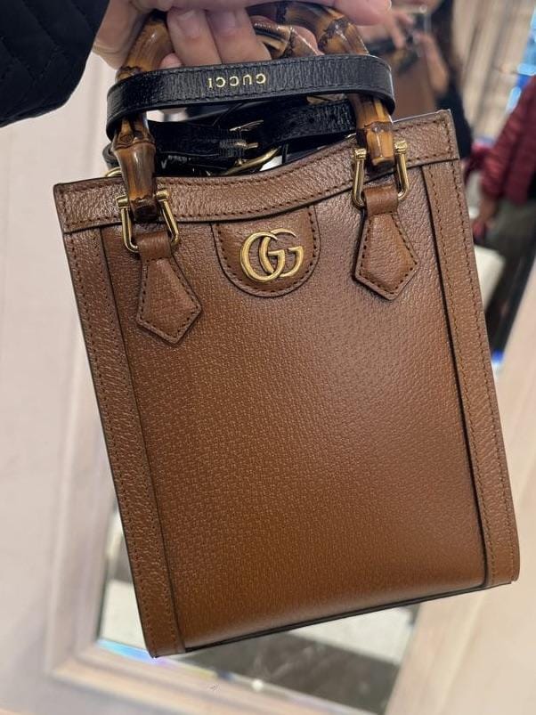 GUCCI Rustic Chestnut Elegance Mini Tote Bag