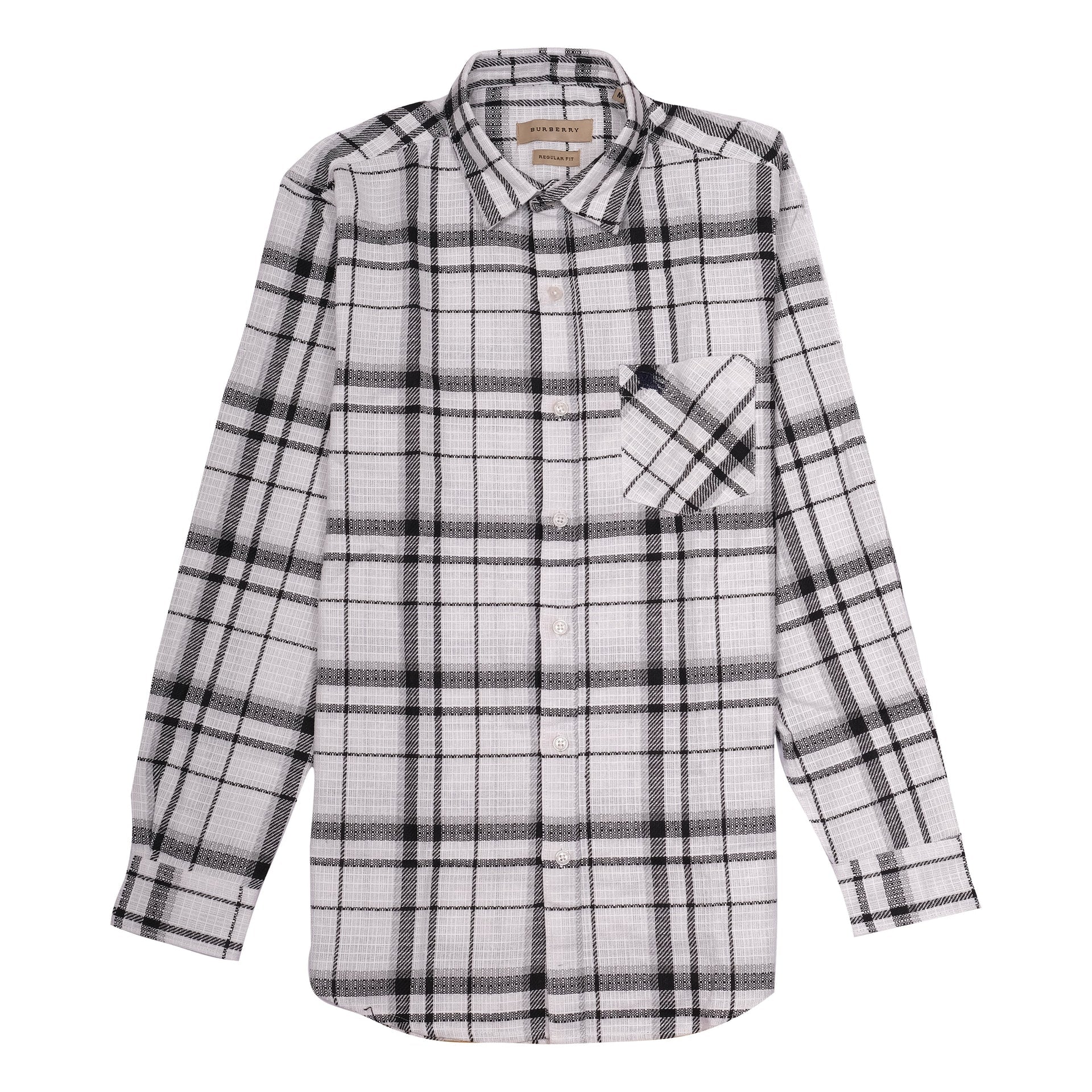 BURBERRY Frosted Charcoal Check Flannel Long Sleeve Shirt