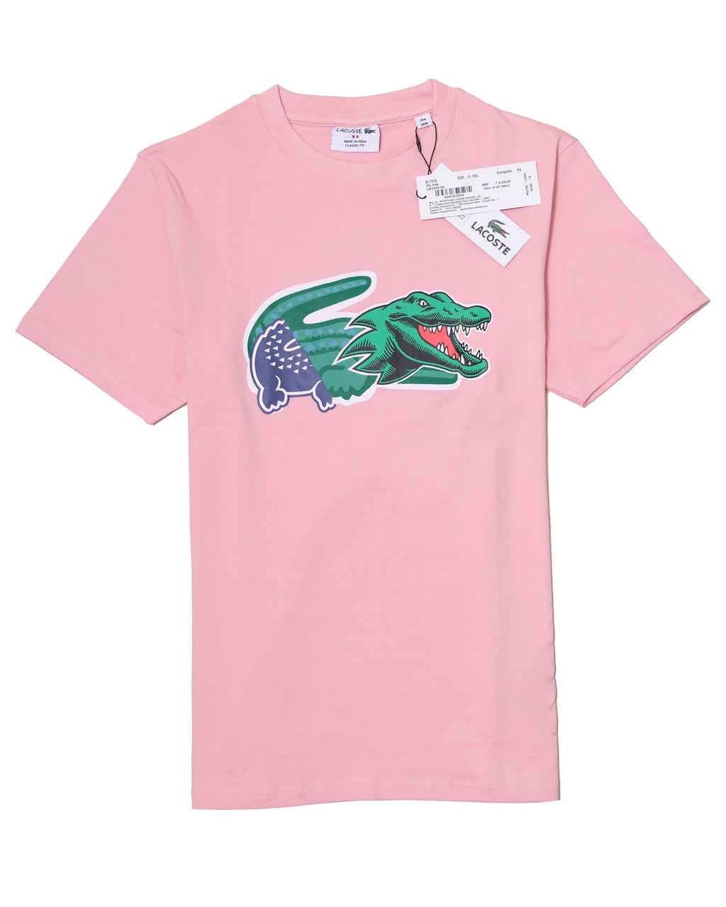 LACOSTE Blushing Coral Graphic Crocodile Logo Crewneck Tee