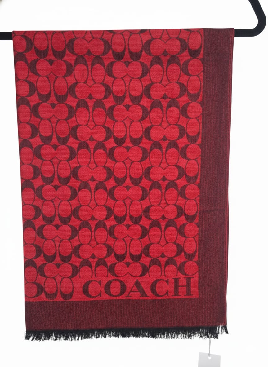 COACH Signature Monogram Red Scarf