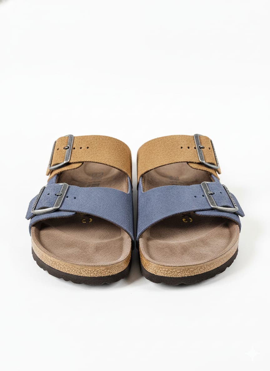 BIRKENSTOCK Serene Ocean Dual-Strap Sandals in Rustic Chestnut