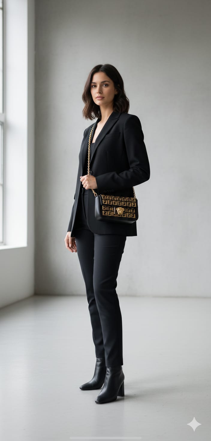 Fendi Monogram Mini Crossbody Bag with Gold Chain (IMPORTED)