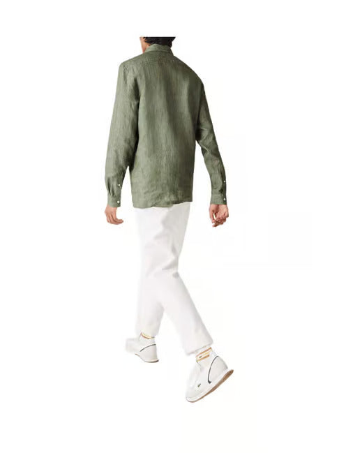 Lacoste Breezy Sage Green Button-Up Shirt