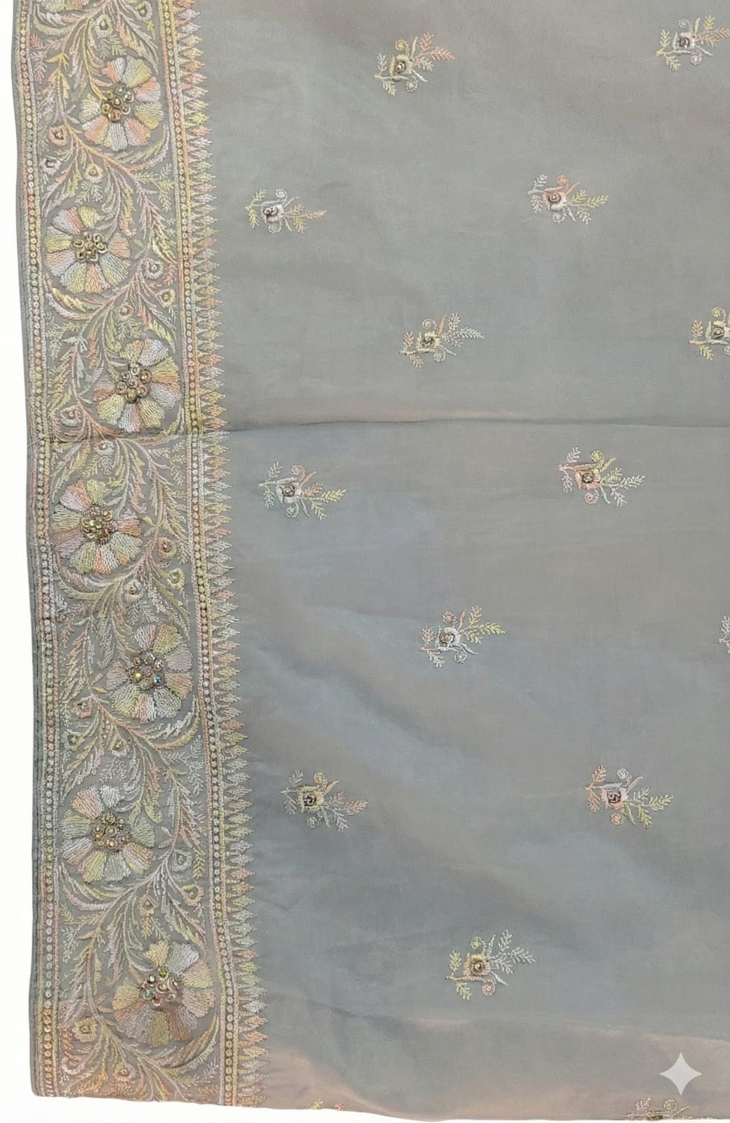 Elegant Attire Ethereal Blue Embroidered Saree with Sequined Blouse