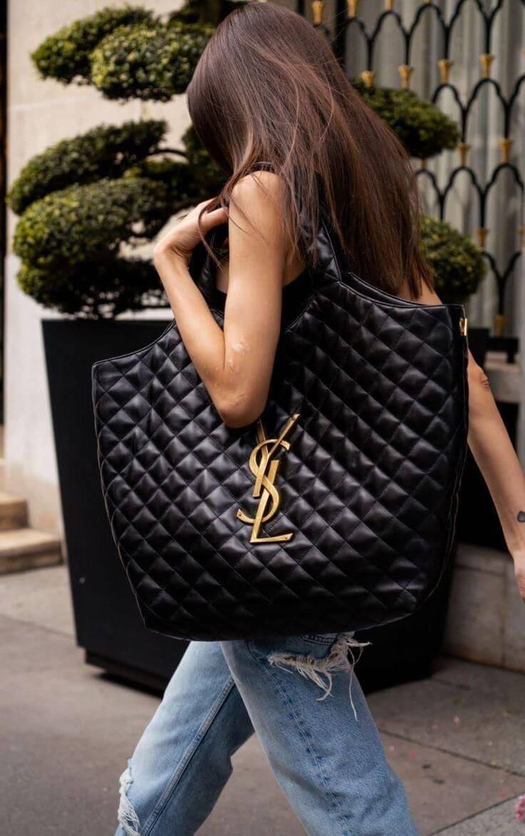 YSL Quilted Leather Tote Bag with Pouch (IMPORTED)