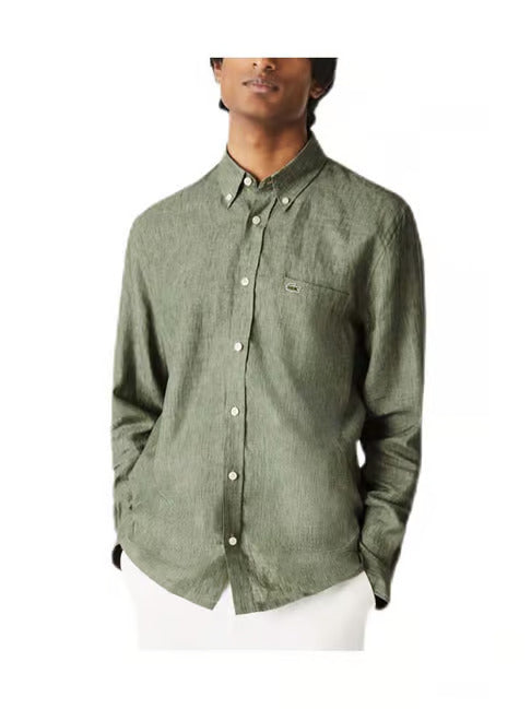 Lacoste Breezy Sage Green Button-Up Shirt