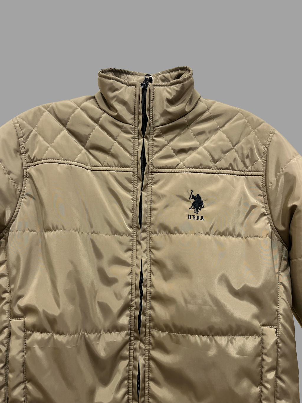 USPA Cozy Khaki Quilted Puffer Jacket