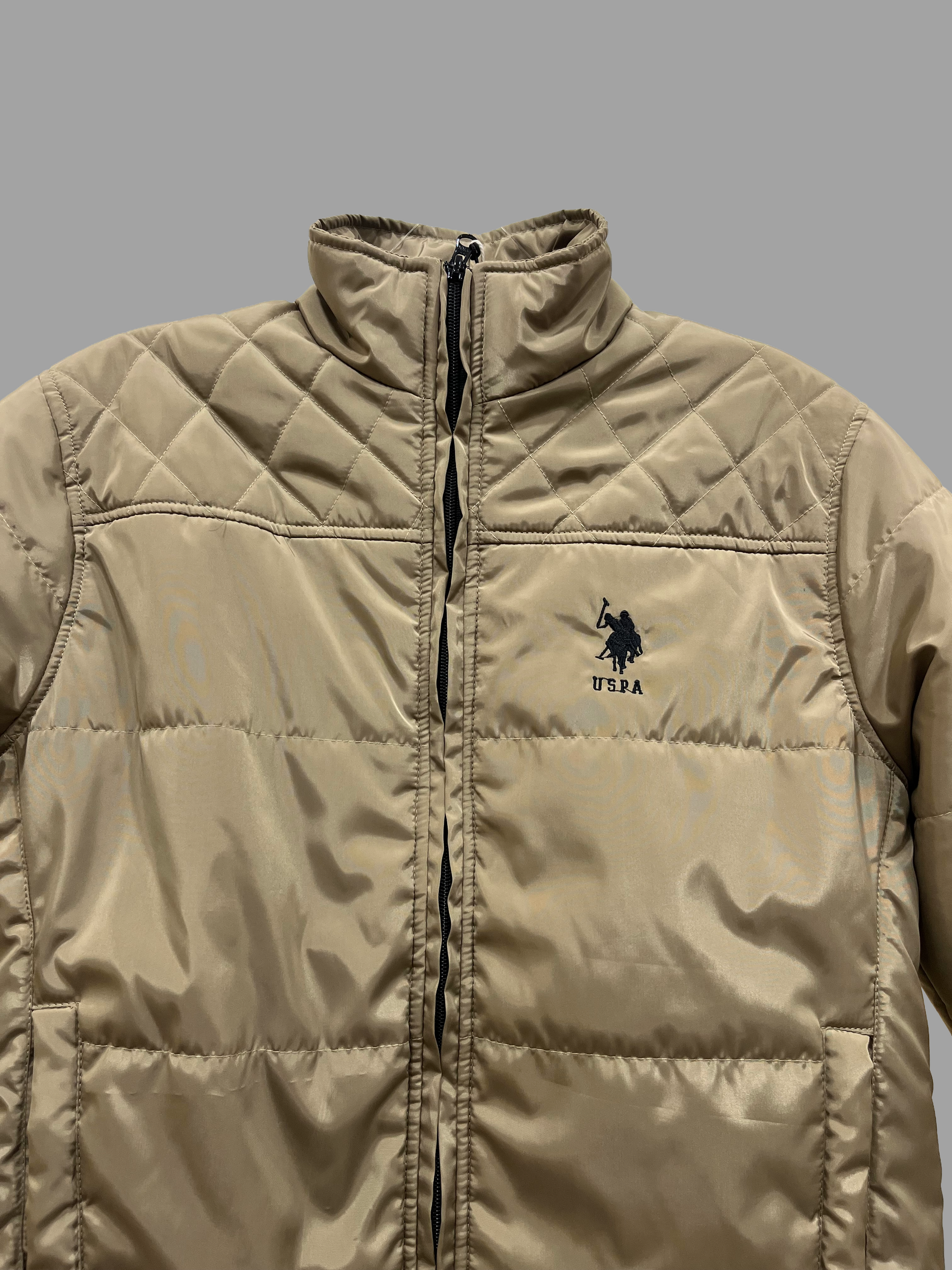 USPA Cozy Khaki Quilted Puffer Jacket
