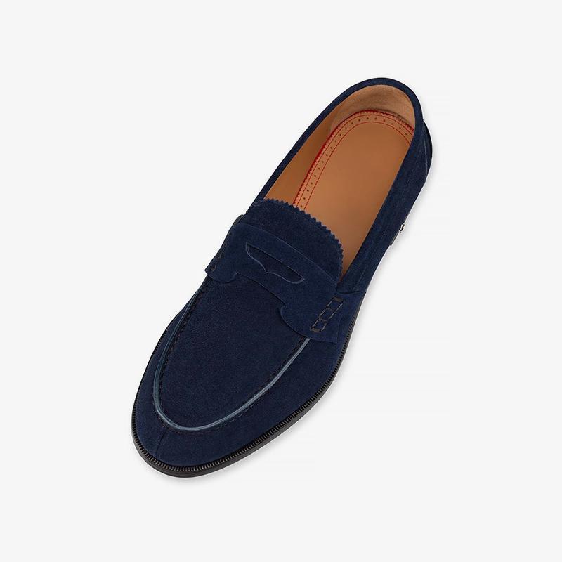 CHRISTIAN LOUBOUTIN Deep Teal Velvet Luxe Suede Penny Loafers