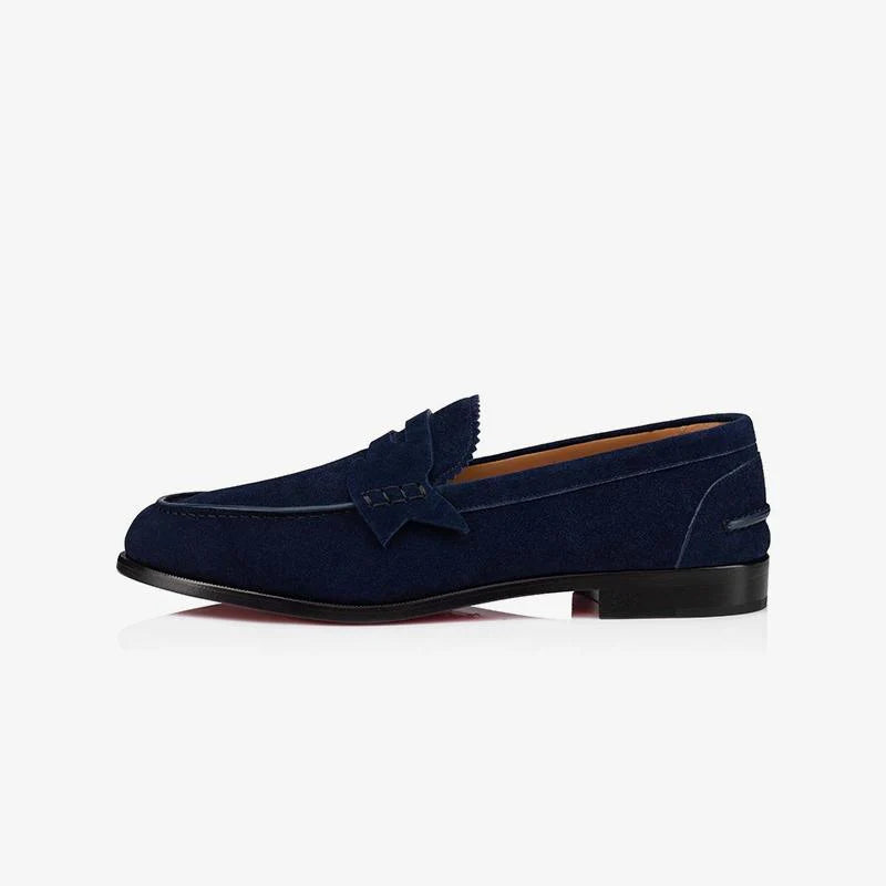 CHRISTIAN LOUBOUTIN Deep Teal Velvet Luxe Suede Penny Loafers