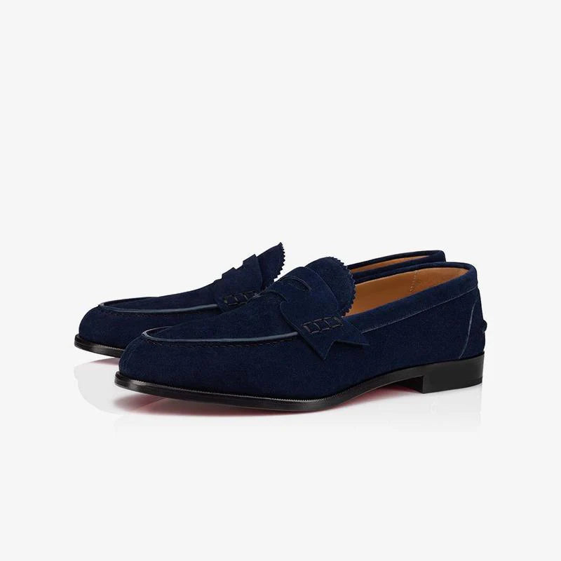 CHRISTIAN LOUBOUTIN Deep Teal Velvet Luxe Suede Penny Loafers