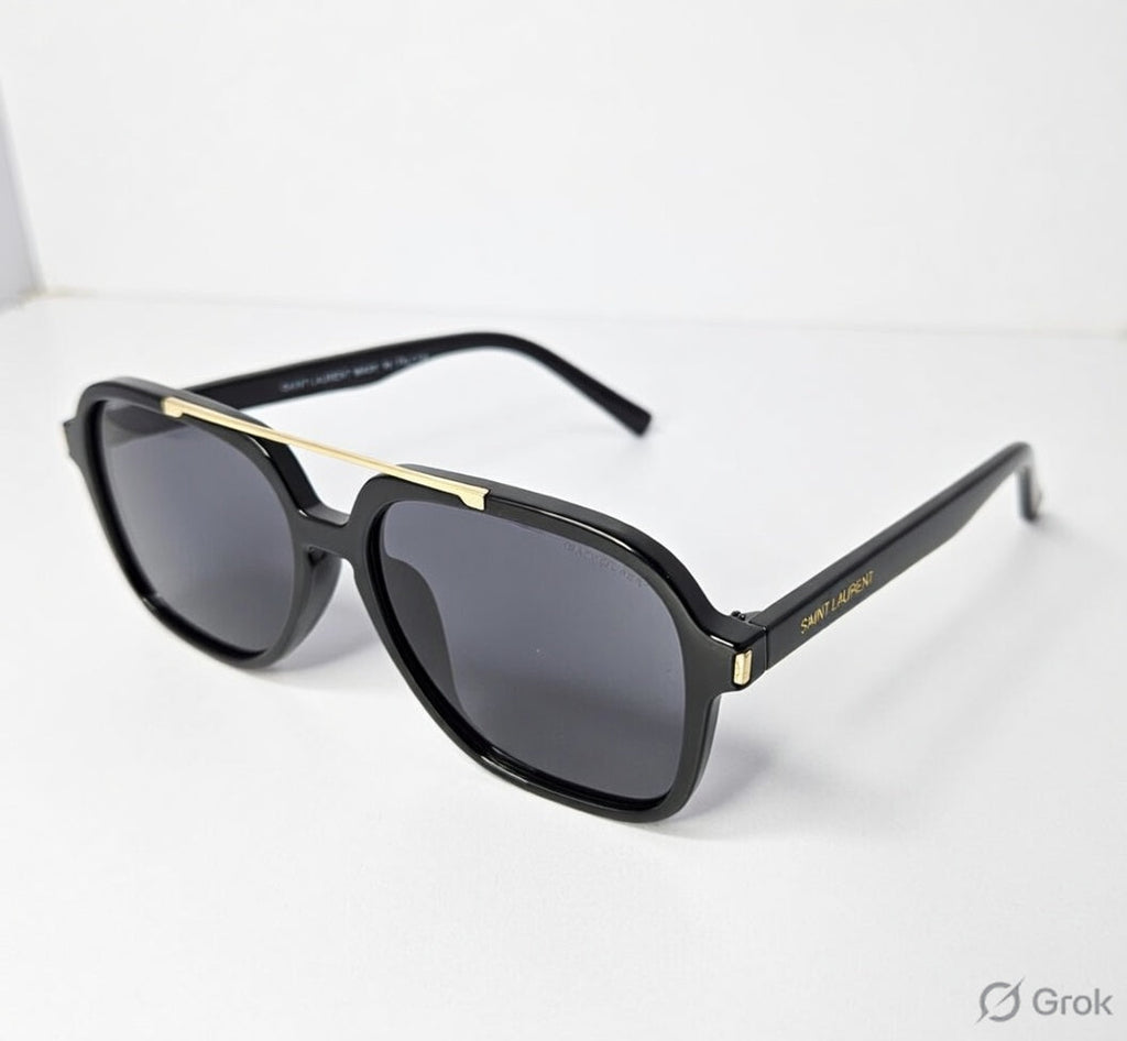 SAINT LAURENT Midnight Onyx Bold Frame Sunglasses with Opulent Details