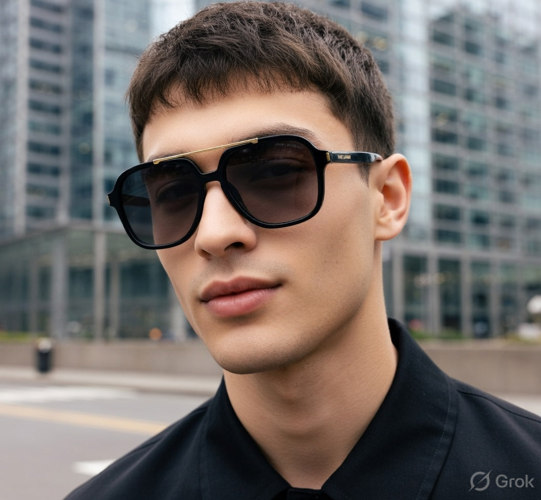 SAINT LAURENT Midnight Onyx Bold Frame Sunglasses with Opulent Details