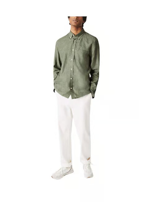 Lacoste Breezy Sage Green Button-Up Shirt