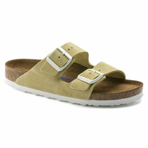 BIRKENSTOCK Mystic Olive Luxe Suede Slide Sandals