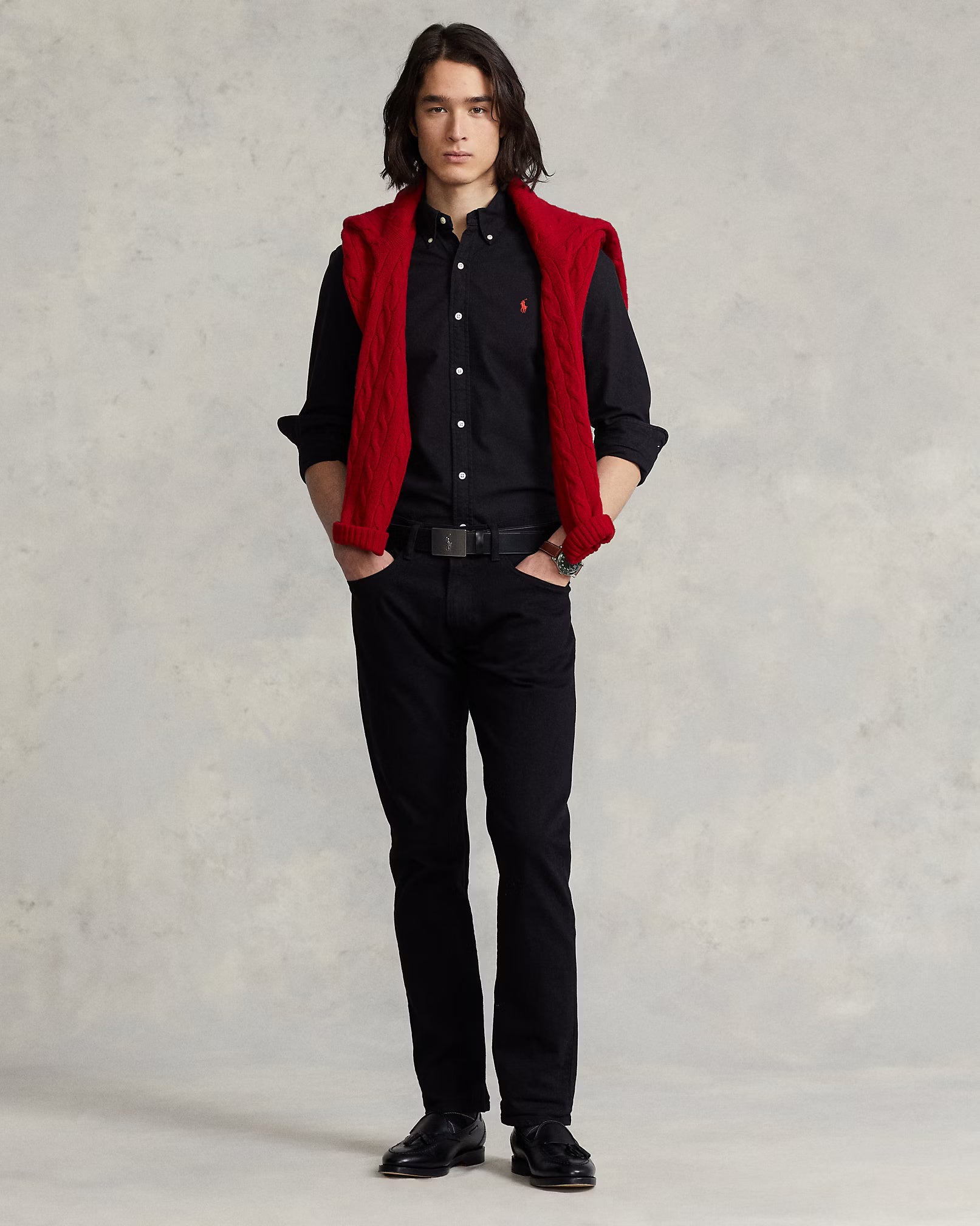 Ralph Lauren Classic Cotton Button-Up in Midnight Obsidian