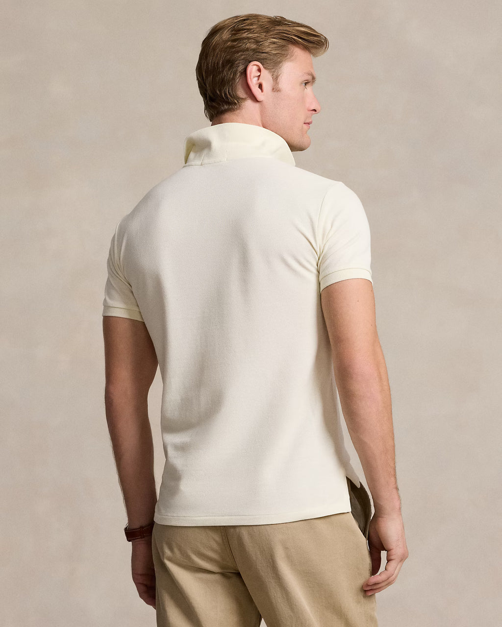 POLY RALPH LAUREN Seraphic Cream Tailored Fit Short Sleeve Cotton Polo