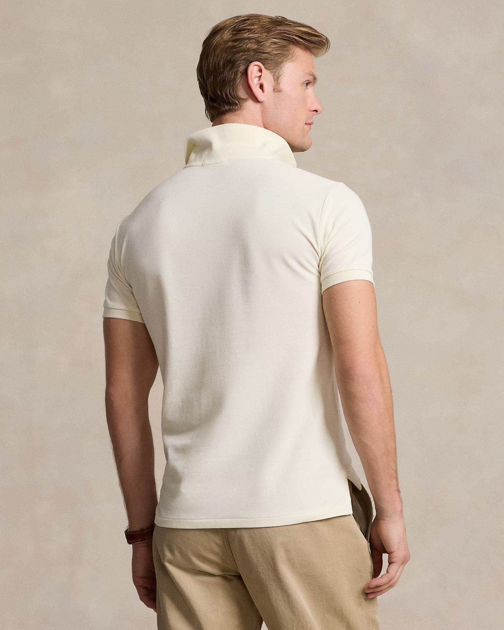 POLY RALPH LAUREN Seraphic Cream Tailored Fit Short Sleeve Cotton Polo
