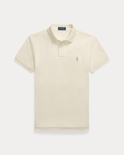 POLY RALPH LAUREN Seraphic Cream Tailored Fit Short Sleeve Cotton Polo