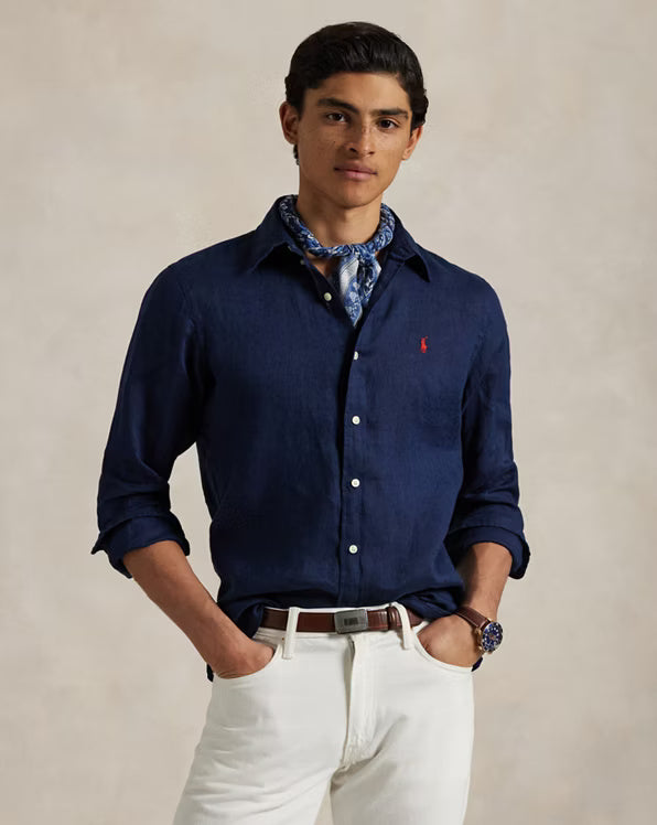 Polo Ralph Lauren Effortlessly Elegant Navy Linen Shirt