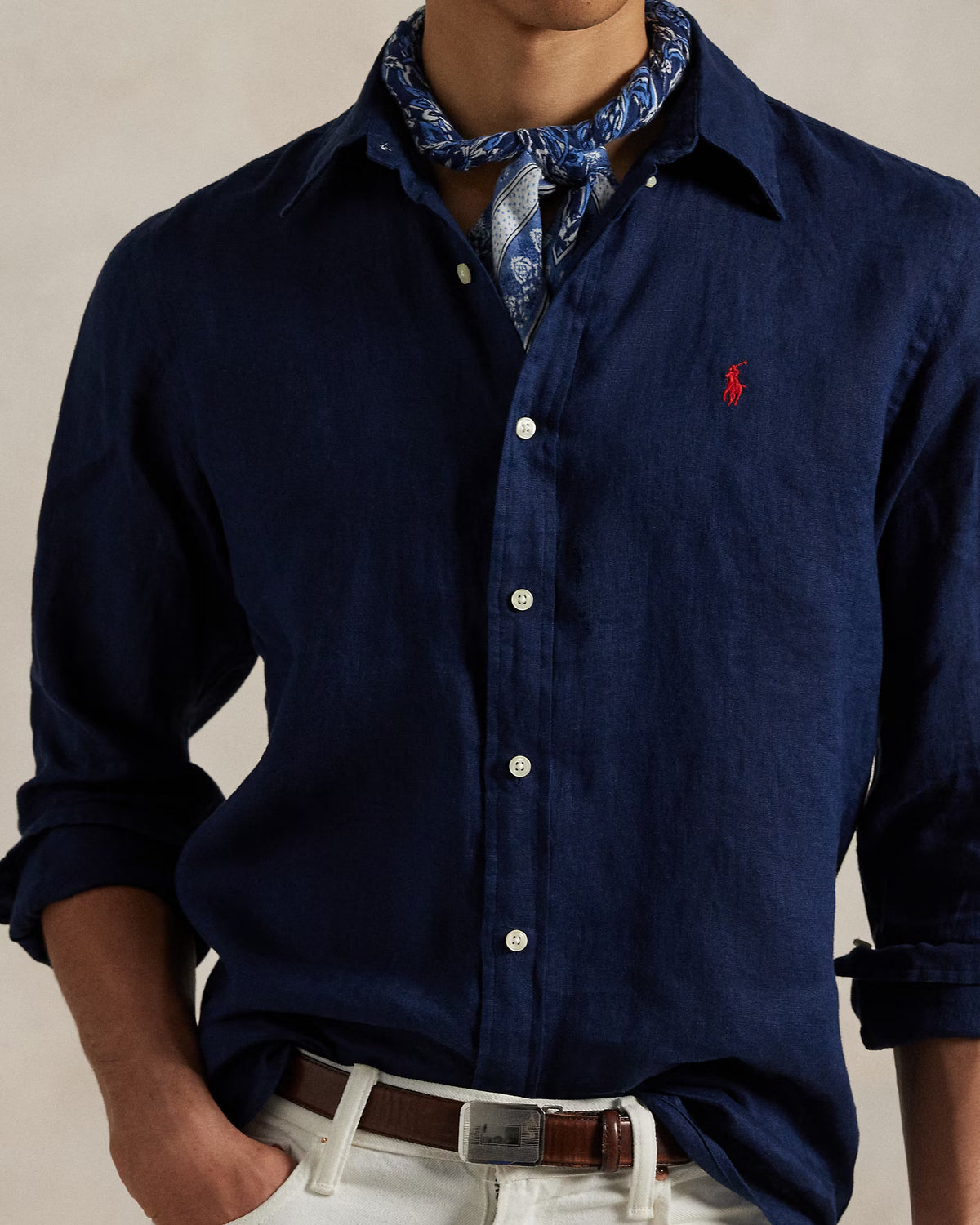 Polo Ralph Lauren Effortlessly Elegant Navy Linen Shirt