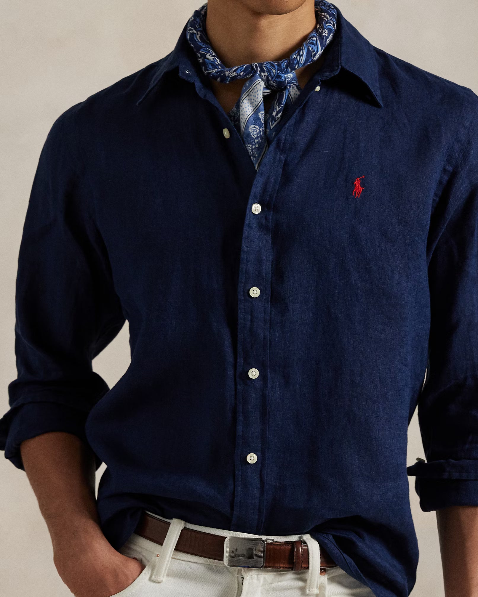 Polo Ralph Lauren Effortlessly Elegant Navy Linen Shirt