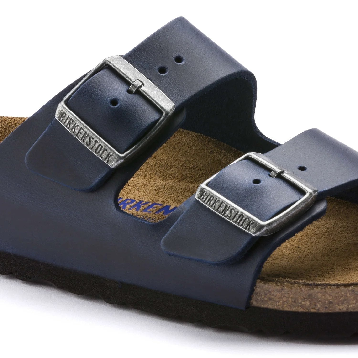 Birkenstock Classic Midnight Navy Leather Sandals with Double Buckles