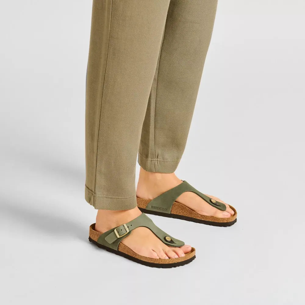 Birkenstock Elegant Olive Green Cork Footbed Sandals