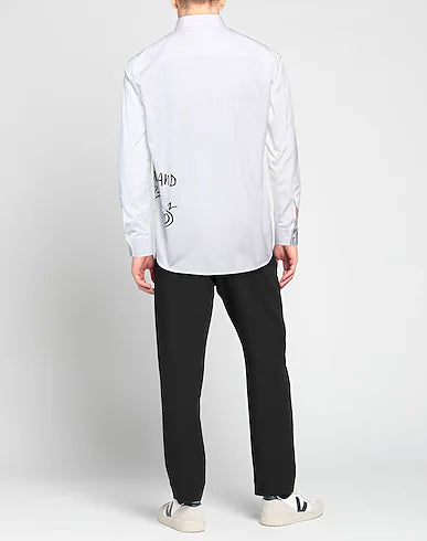 DSQUARED2 Whimsical White Canvas Shirt with Artistic Scribbles
