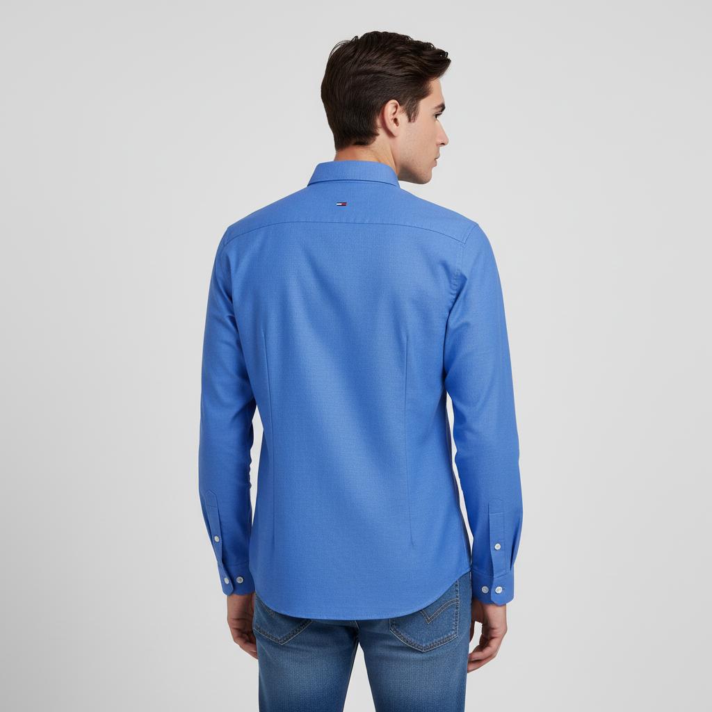 Tommy Jeans Effervescent Azure Slim Fit Shirt - back view